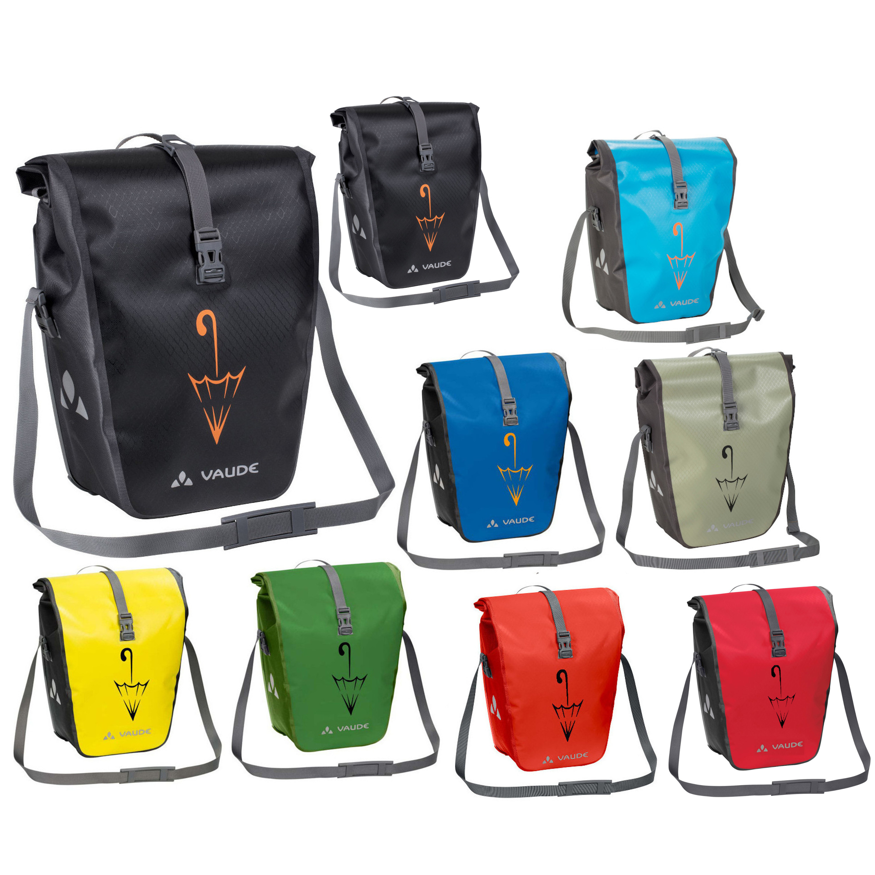 Vaude Aqua Back Doppeltasche mit Schirmlogo Hinterradtasche Gepäckträgertasche