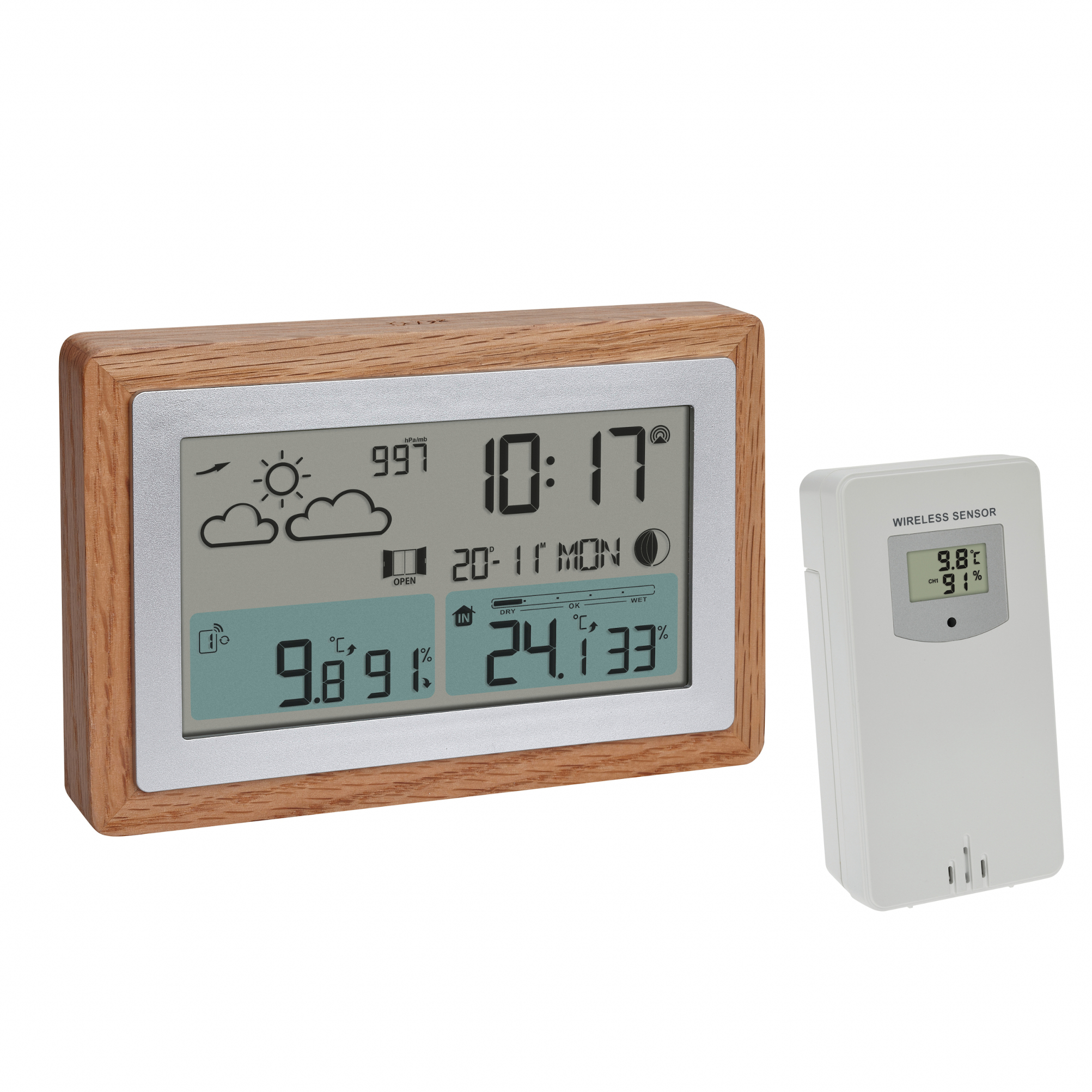 TFA-Dostmann 35.1167.54 digitale Funk-Wetterstation OAK Raumklimakontrolle Funkuhr