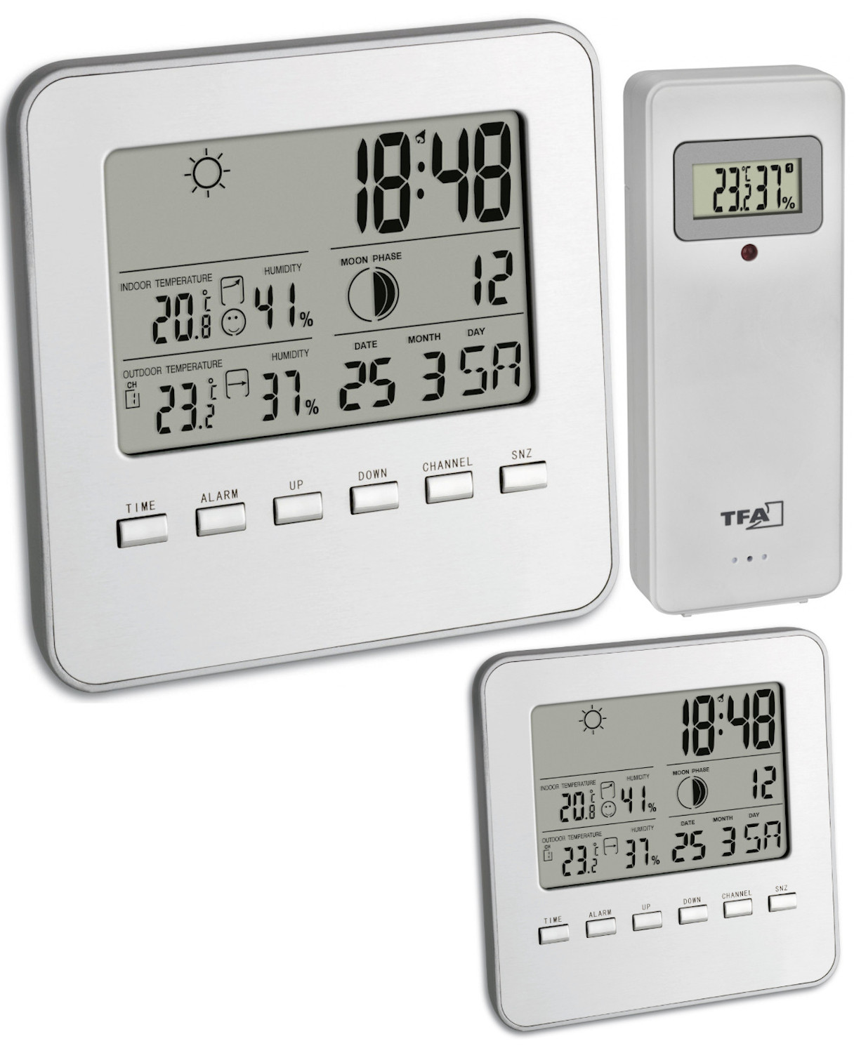 Funk Wetterstation Quadro Spezial TFA 35.1098.54.99 Mondphase Temperatur Luftfeuchte