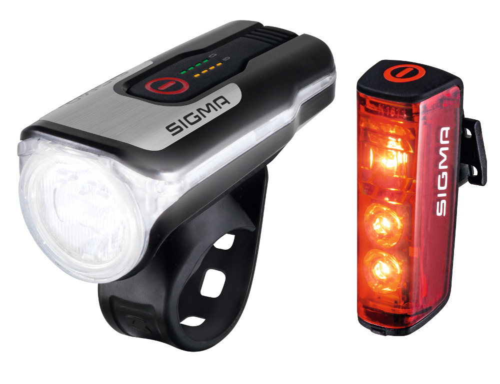 Sigma Aura 80 Set mit Blaze 17860 Fahrradlampe LED Fahrradleuchte Fahrradlicht STVZO Bremslicht