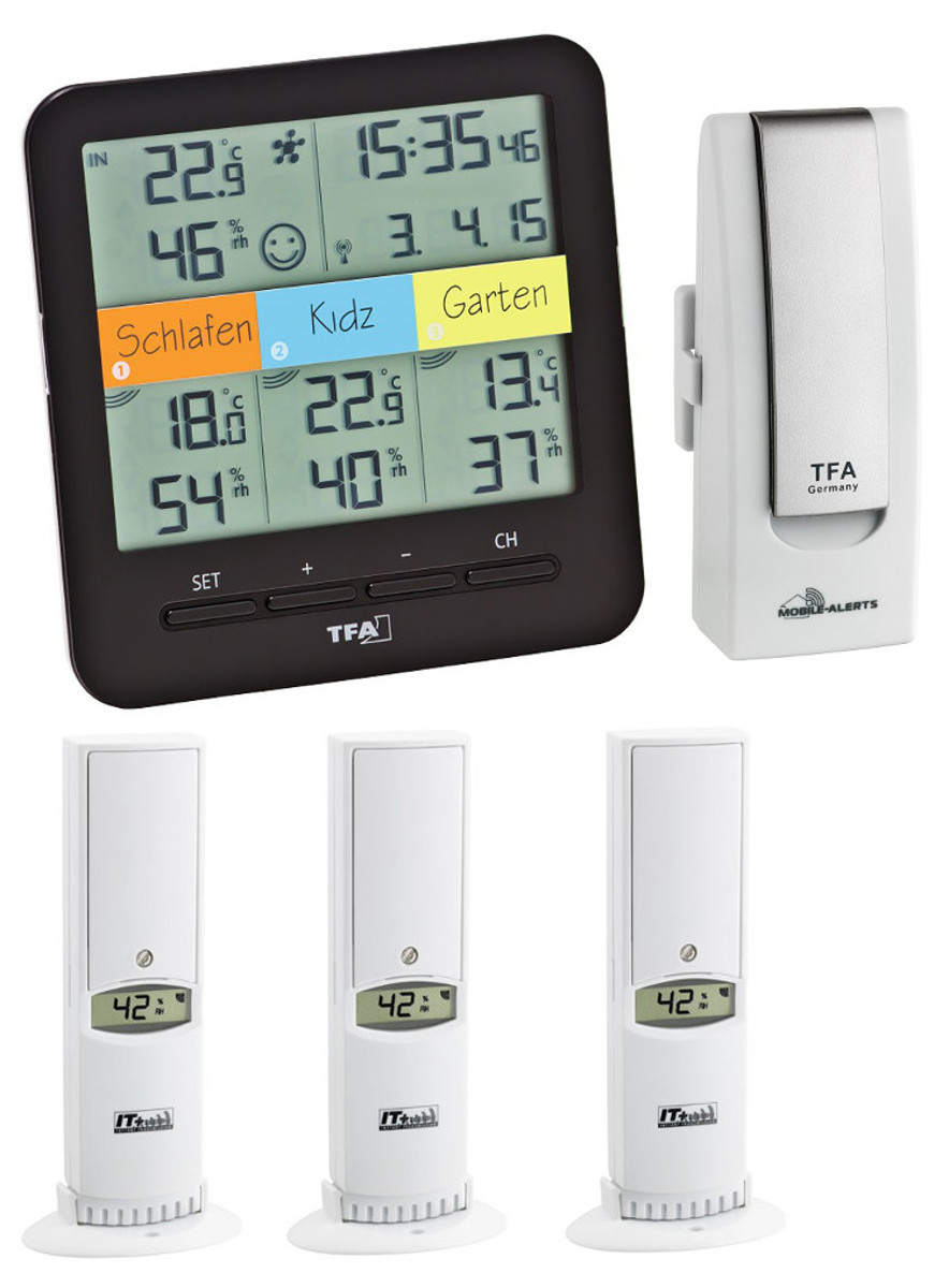 Starterset 7 TFA 31.4007.02 KlimaHome Thermo-Hygro-Station mit 4 Messstellen