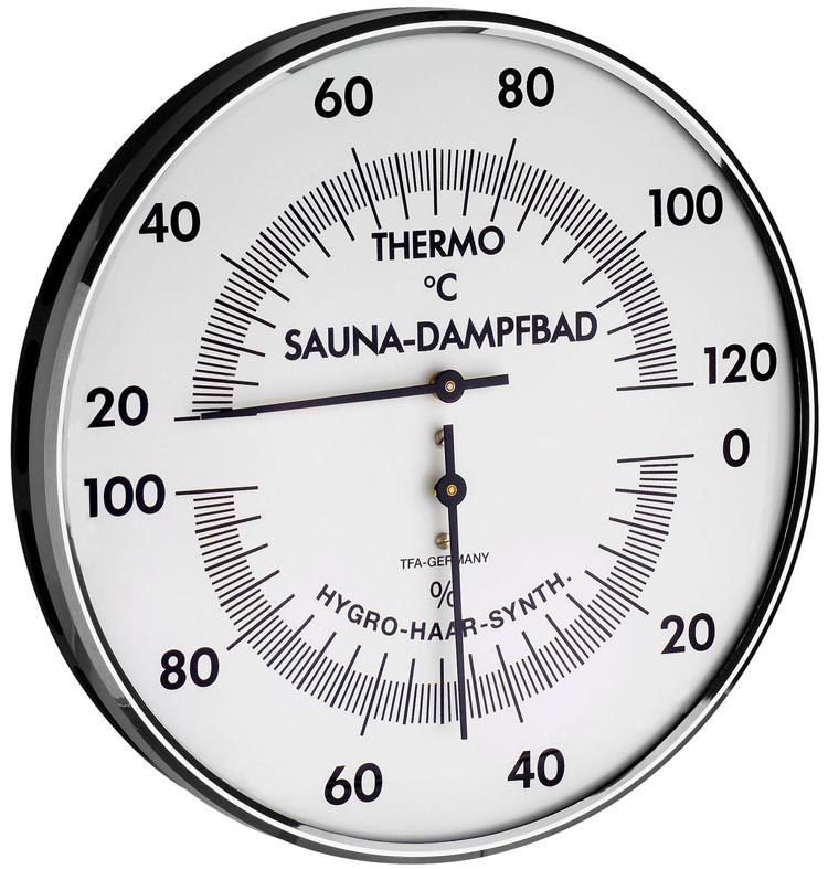 Sauna-Thermometer mit Hygrometer TFA 40.1032 verchromt