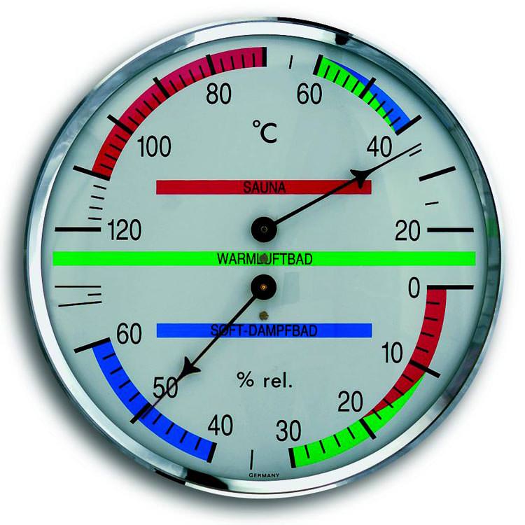 Sauna-Thermometer-Hygrometer TFA 40.1013 Messing verchromt