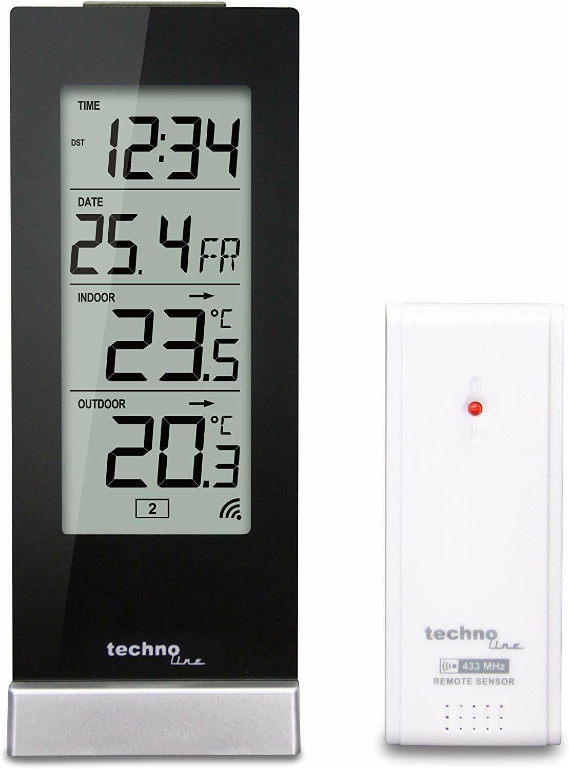 Technoline WS 9767 Funk Thermometer Wetterstation Uhr digital mit Außensensor