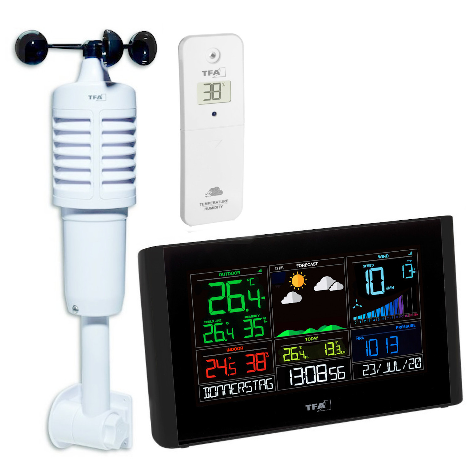 WLAN Funk-Wetterstation View Breeze TFA 35.8001.01 Funk Windmesser Farbdisplay