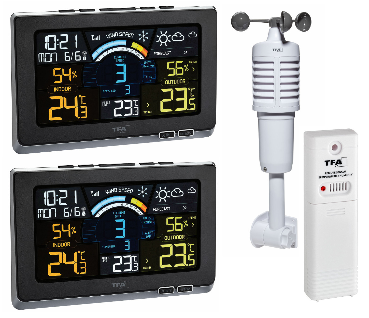 Spring Breeze Plus TFA 35.1140.01.Plus Funk Wetterstation Windmesser Farbdisplay