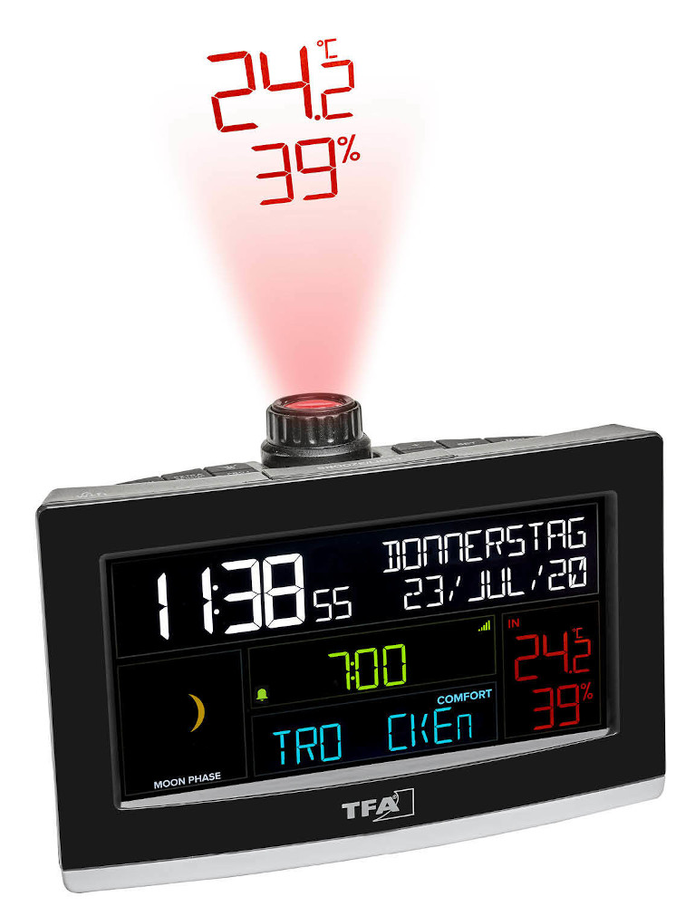 Projektionswecker View Show TFA 35.8002.01 mit WLAN Wetterstation