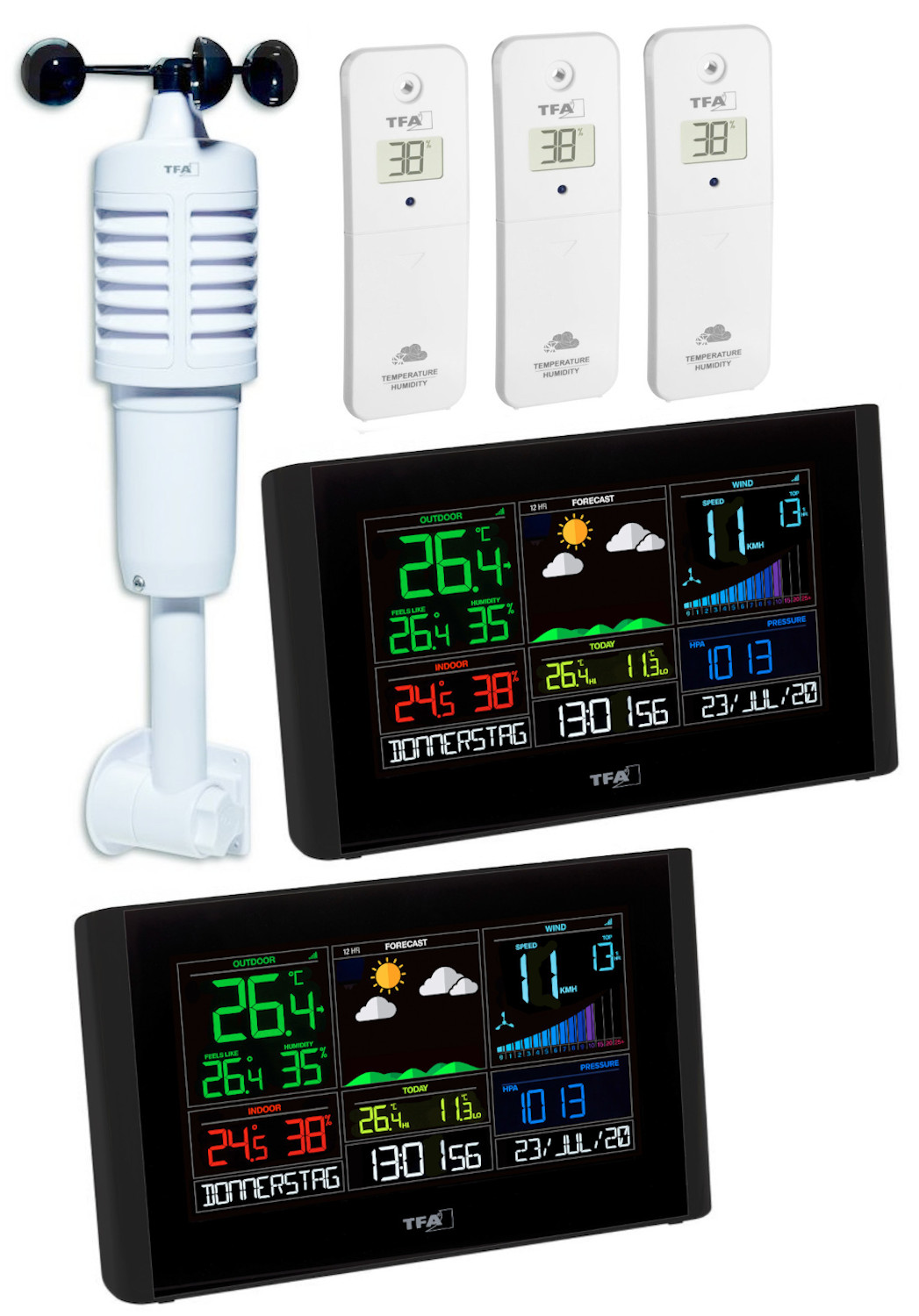 Funk-Wetterstation View Breeze Mega TFA 35.8001.01.89 Funk Windmesser Farbdisplay WLAN 2 Display